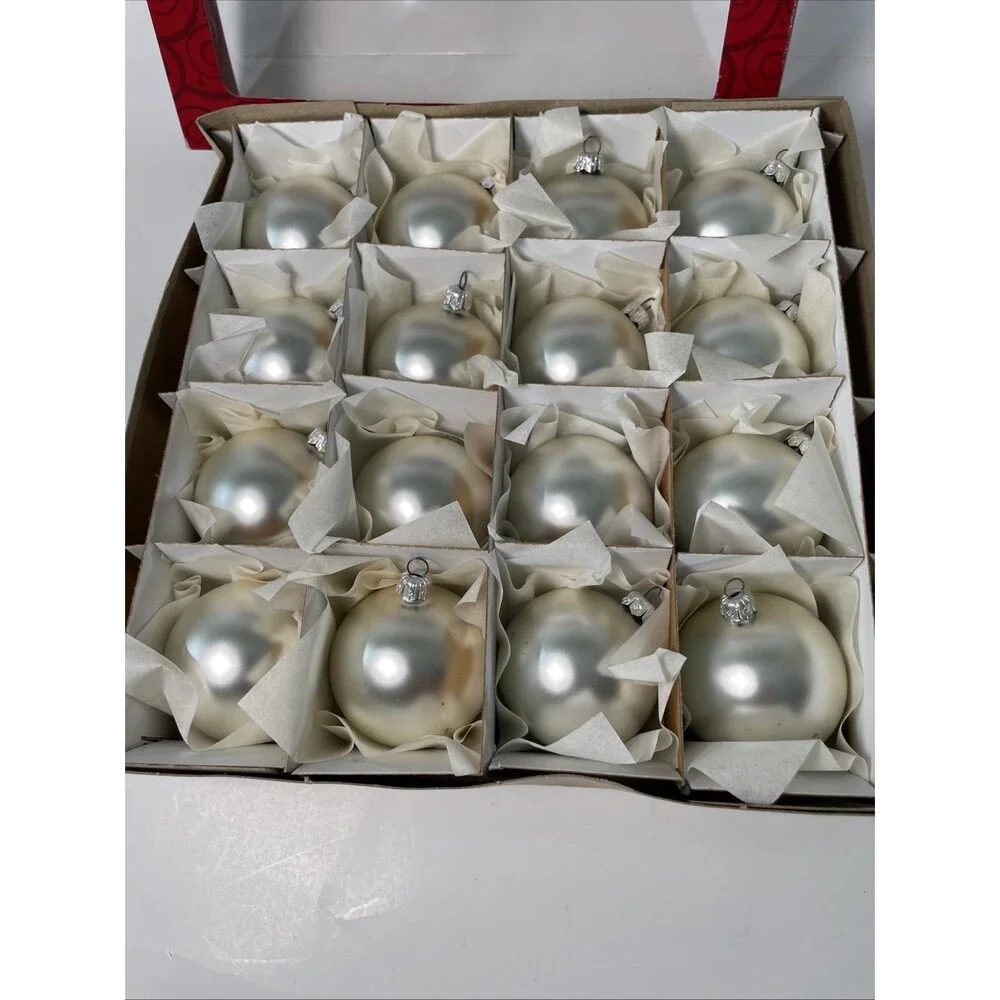 Vintage Home For Holidays Hand Blown European Glass Ornaments Silver